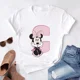 thumbnail image 5 of Camisetas de algodón de manga corta de verano para niños, camiseta rosa con letras de Minnie Mouse, fuente ABCDEFG, divertida y bonita para niño y niña, 5 of 5