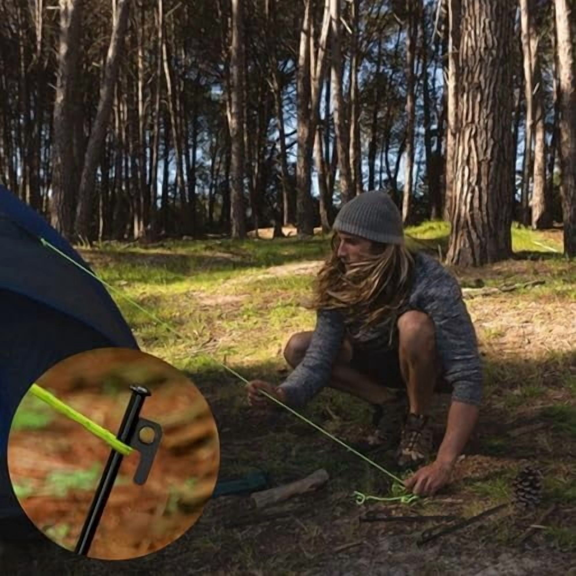 YNGLLC Tent Stakes Heavy Duty 8 inch Metal Tent Pegs for Camping Steel Tent Stakes Inflexible and Unbreakable-24 PCS