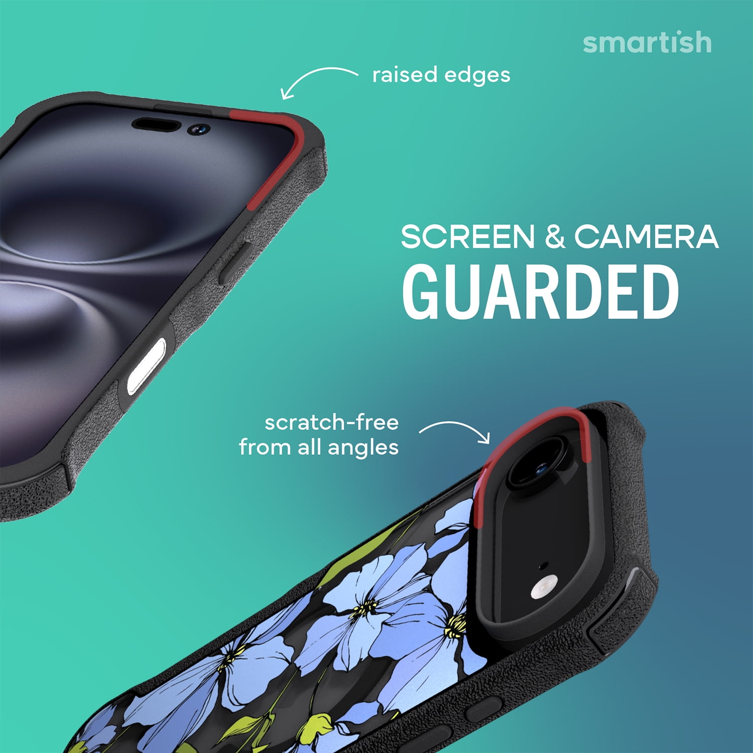 Smartish® iPhone 17 Air MagSafe Case - Gripzilla Protective Magnetic Clear Case [Rugged + Tough] Heavy Duty Grip - Anti-Yellowing Drop Tested Cover for Apple iPhone 17 Air - Blue Blossoms