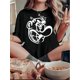 thumbnail image 1 of Camiseta De Mujer De Verano Suave Y Ligera Básica Para Llevar DeportesWomen's Casual Graphic Tee - Black Abstract Angry Face Print, Crew Neck Short Sleeve, Stretchy Polyester Blend, Machine Washable, 1 of 6
