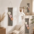 thumbnail image 3 of Macrame Wall Hanging 26.77x7.87 Inch Handwoven Cotton Rope Leaf Tapestry with Wooden Bead Fringe for Bedroom Headboard Living Room Boho Wall Decor, 3 of 6