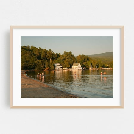Lake Willoughby North Beach - Brownington Vermont Photography Lake Beach Landscape Water Beach House Summer Scenic Oak Framed Wall Art Print 16 x 24 inches
