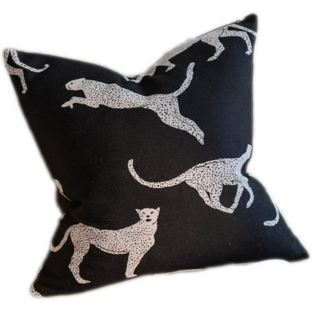 

16x16 inches Throw Pillow Cushion Covers - Black Embroidery Leopard Cheetah Luxury Modern Style Couch Sofa Pillow Cover for Living Room Bedroom