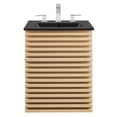 thumbnail image 4 of Wall Mount Sink Vanity Cabinet, Brown Oak Black, Wood, Mid Century Hotel Bedroom Bathroom, Modern Contemporary HB33665, 4 of 9