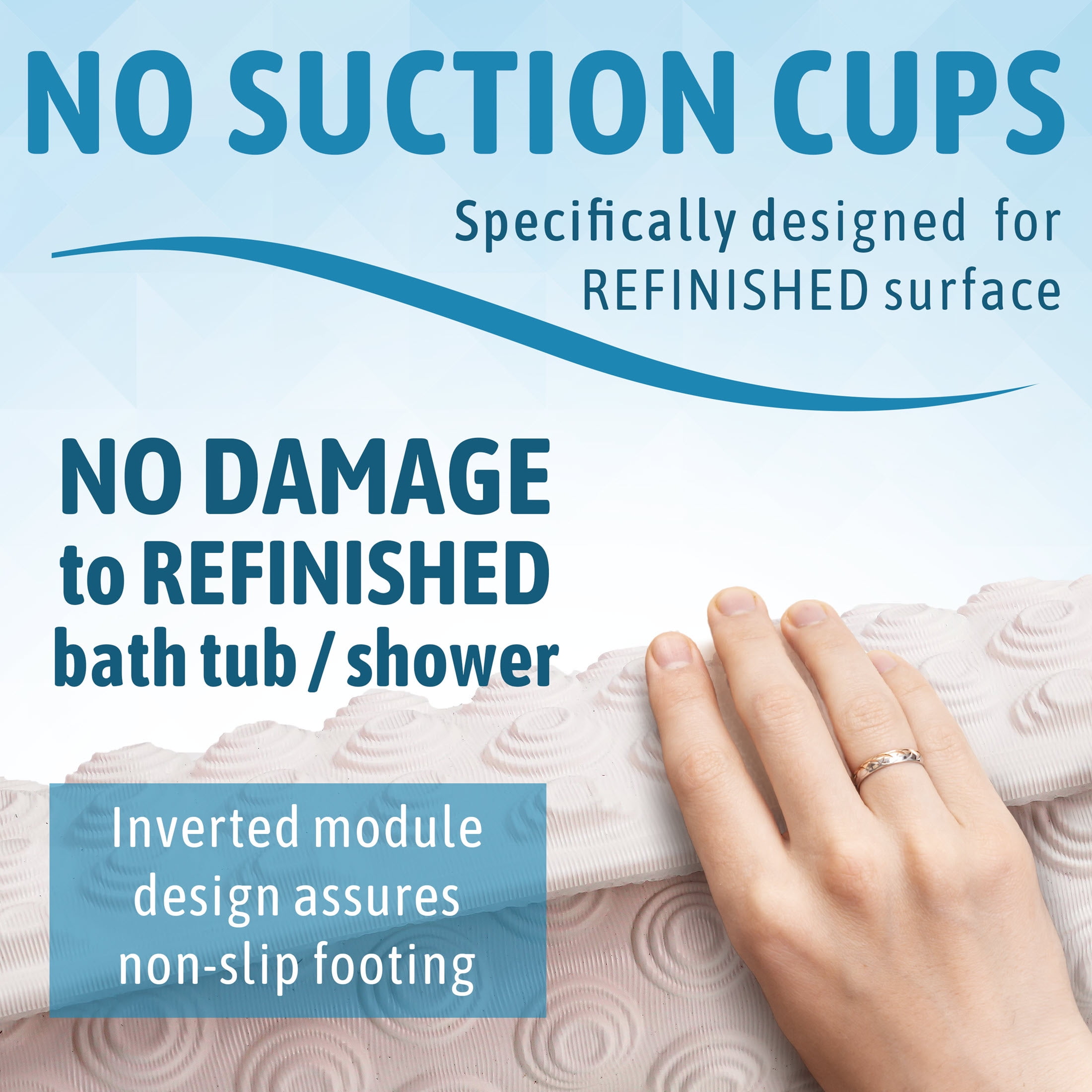 Original European Made Bath Mat for Refinished Tubs. No Suction Cups, Made in Italy