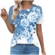 thumbnail image 1 of Tops Cortos para las Mujeres Cuello Redondo Impreso Sudadera Plisada Manga Corta, Tops de Baile para las Mujeres Primavera Verano, 1 of 4