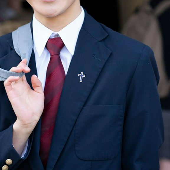 OFFIGAM 2-Pack Men's Cross Brooch Pins Versatile Lapel Pins for Suits with Assorted Colors