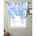 thumbnail image 2 of Blue Flowers Tie Up Curtains for Kitchen Bathroom Bedroom Windows 45 Inch Length, Watercolor Summer Botanical Floral Balloon Drape Curtains Shade Rod Pocket Drapery Curtain Panel, 42"x54", 2 of 7