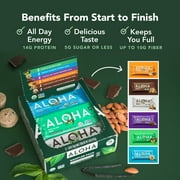 ALOHA Plant Based Protein Bars, 6 Flavor Sampler, 14g Protein (Pack of 12)