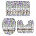 thumbnail image 2 of Purple White Floral Bathroom Rugs Set Watercolor Spring Butterfly Lavender Wood Fence Grey Plaid Non Slip Absorbent Bath Mats 3 Piece Set, U-Shaped Floor Mat, Toilet Seat Cover Small Size, 2 of 9