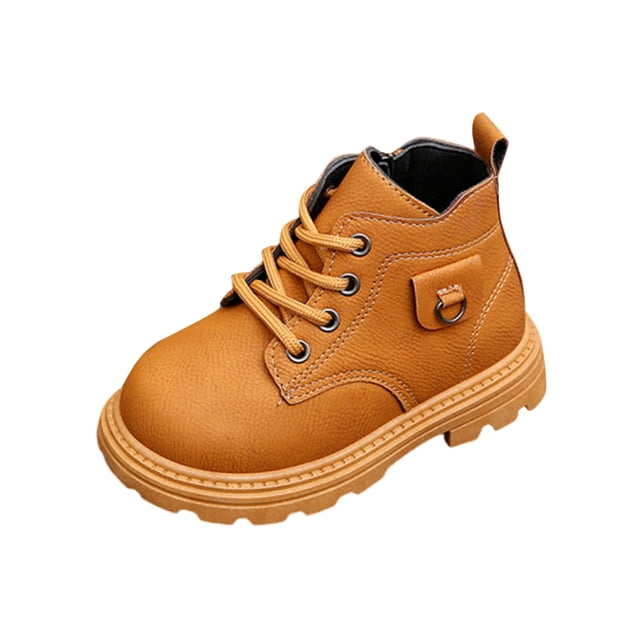 Children's Winter Solid Color Cropped Leather Boots British Style Boots
