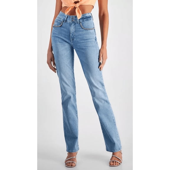 Guess BREATHLESS Women's Embellished Shape up Straight Leg Jeans, US W26 x L30