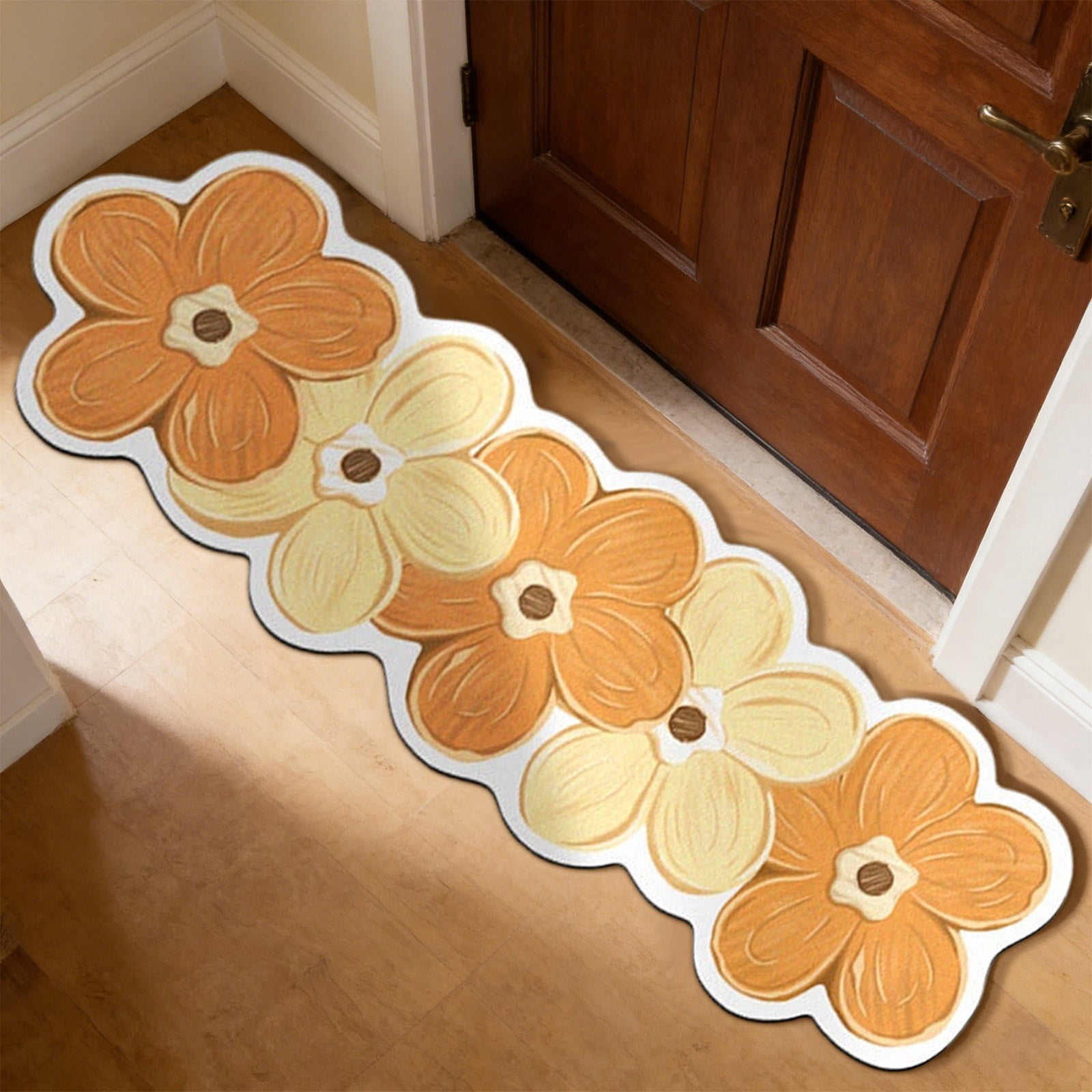 Flower Shaped Bath Rug, Non-Slip Water Absorbent Bathroom Mat, Super Cute Machine Washable Bathroom Rug, Small Round Floral Soft and Fluffy Bath Mat,