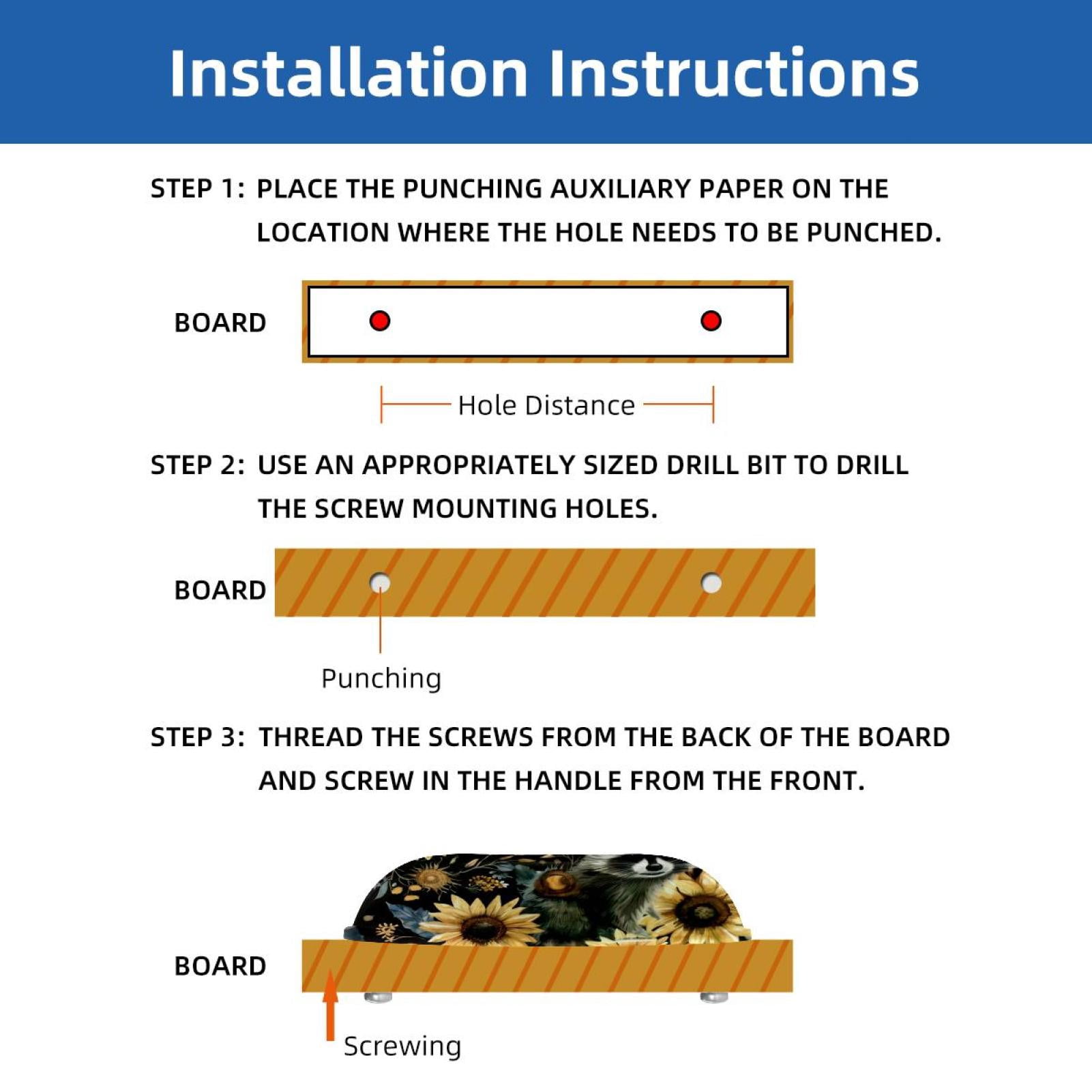PhooArto 6 Pcs Cup Drawer Pulls, Sunflowers Raccoons Pattern Shell Shape Handles Cabinet Knobs for Dresser Cupboard Closet Wardrobe with Screws