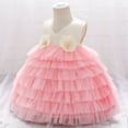 thumbnail image 6 of Fesfesfes Kids Girls Ruffled Princess Dress Infant Toddler Girls Bridesmaid Pageant Gown Birthday Party Dress, 6 of 9