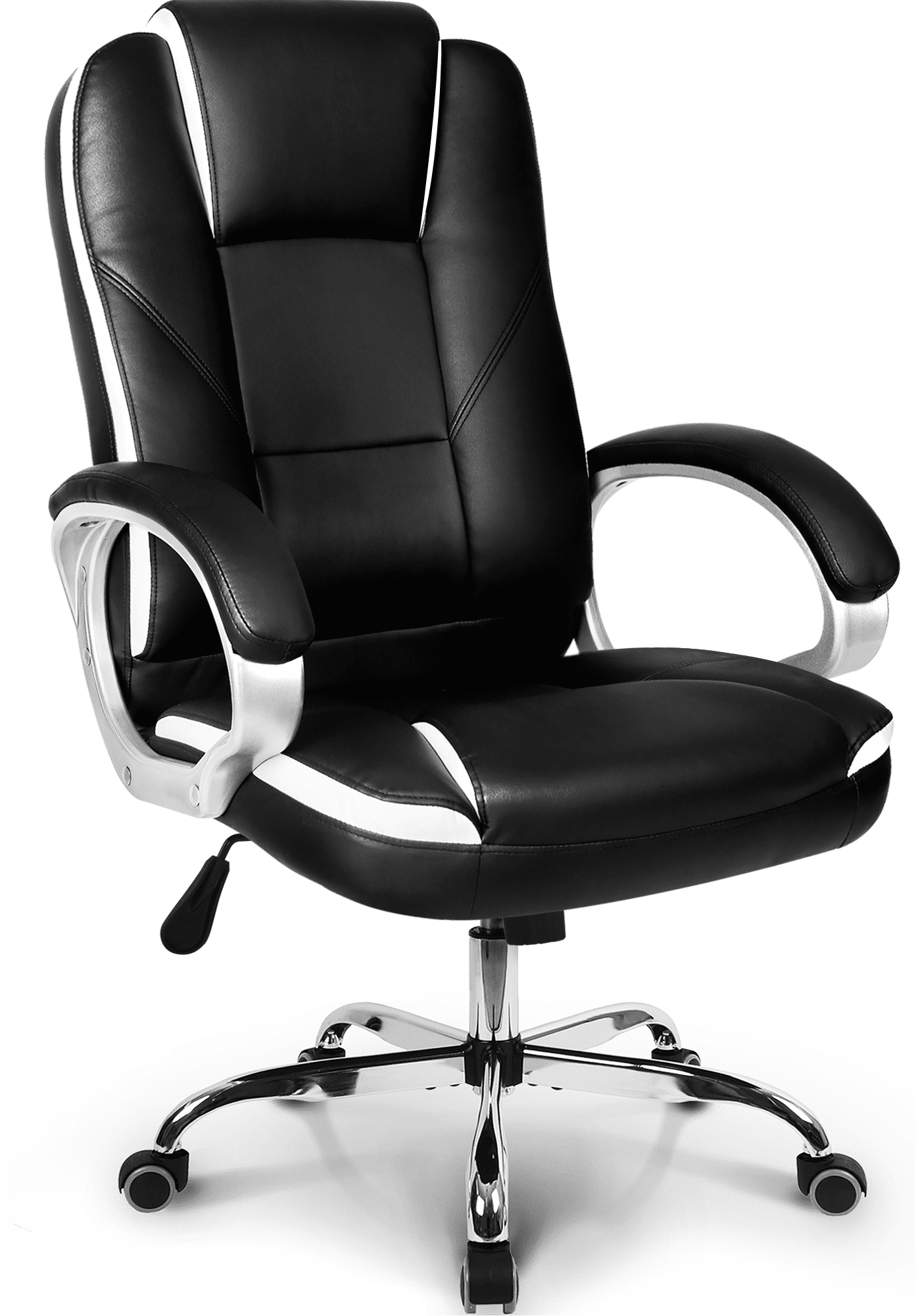 Ergonomic High Back Cushion Lumbar Support with Wheels Comfortable Black Upholstered Leather Racing Seat Adjustable Swivel Rolling Home Executive Neo Chair Office Chair Computer Desk Chair Gaming 