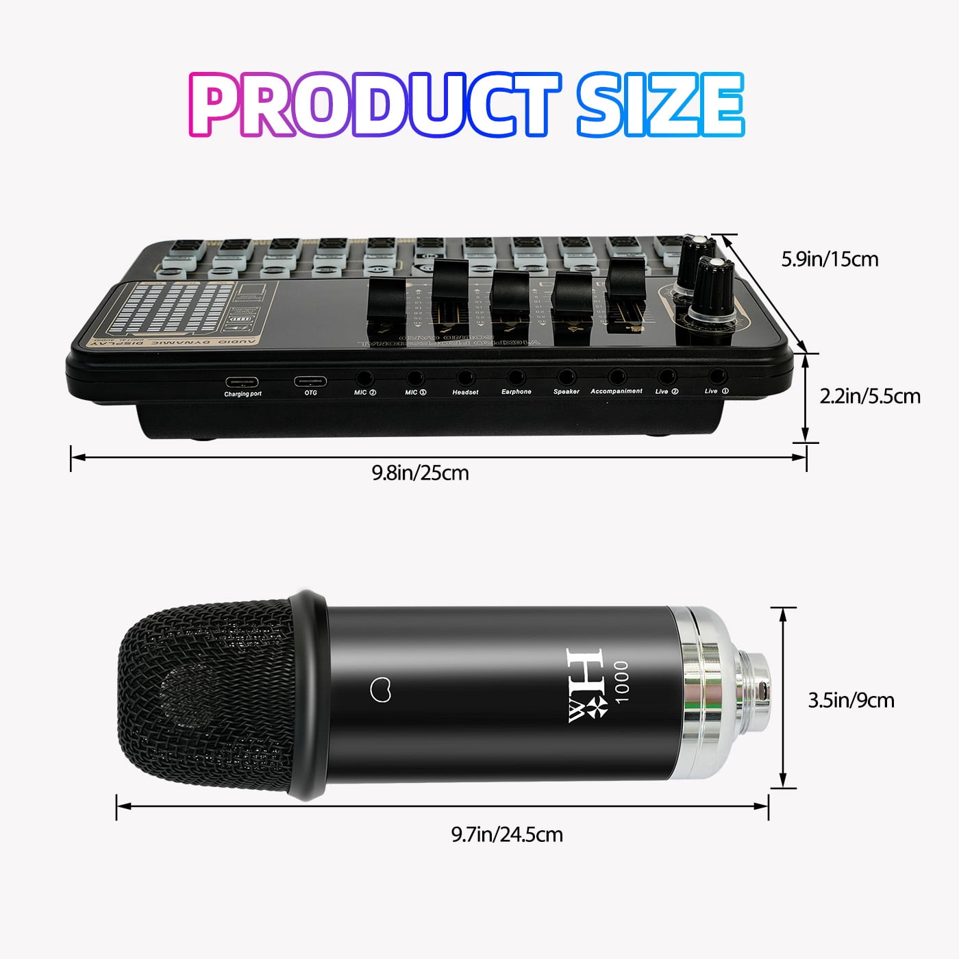 Podcast Equipment Bundle, WXH1000 Microphones for DJ18 Live Sound Card, Perfect for Podcasting, Recording, Singing, Streaming