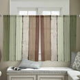 thumbnail image 4 of Sage Green Semi Sheer Curtains 54 Inch Length 2 Panels Set, Farmhouse Wood Grain Vintage Brown Striped Sheer Kitchen Curtain Privacy Voile Window Curtain for Living Room Bedroom Rod Pocket Drapes, 4 of 7