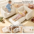 thumbnail image 5 of Kids Couch, 2 In 1 Foldable Toddler Couch ,Convertible Baby Sofa Chair for Boys and Girls, Beige, 5 of 7