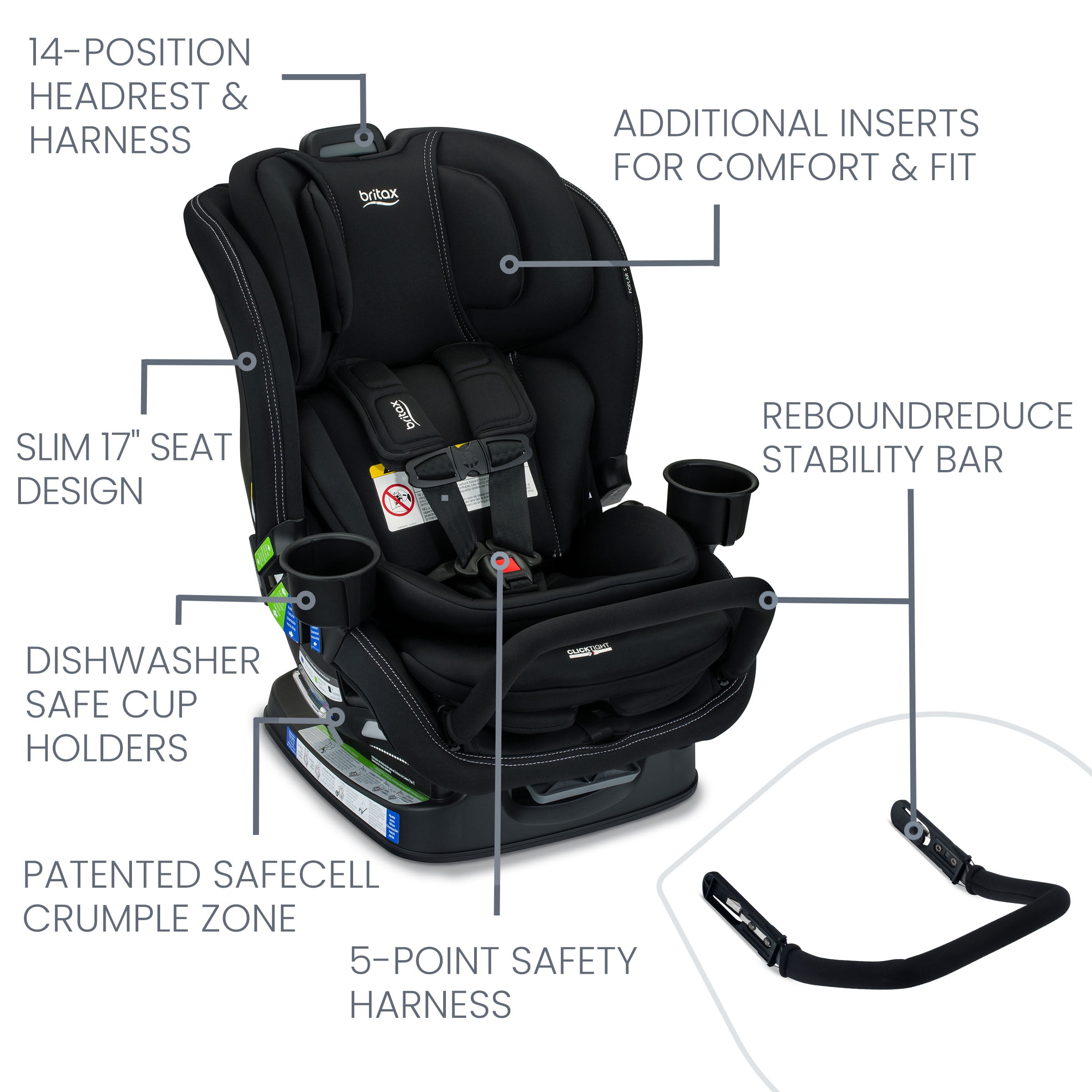 Britax Poplar S Convertible Car Seat, Onyx