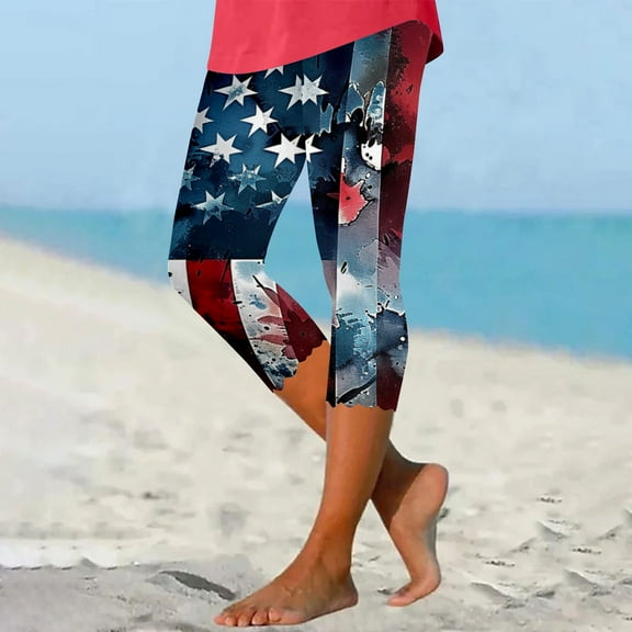 Roncen Women's Printed High Waist Cropped Pants - Slim Fit Summer Capris with Comfortable Waistband for Casual Layering