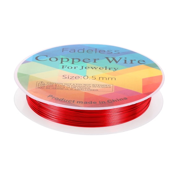 Uxcell Artistic Wire 20ft 24 Gauge Brass Craft Jewelry Wrapping Wire, Bright Red