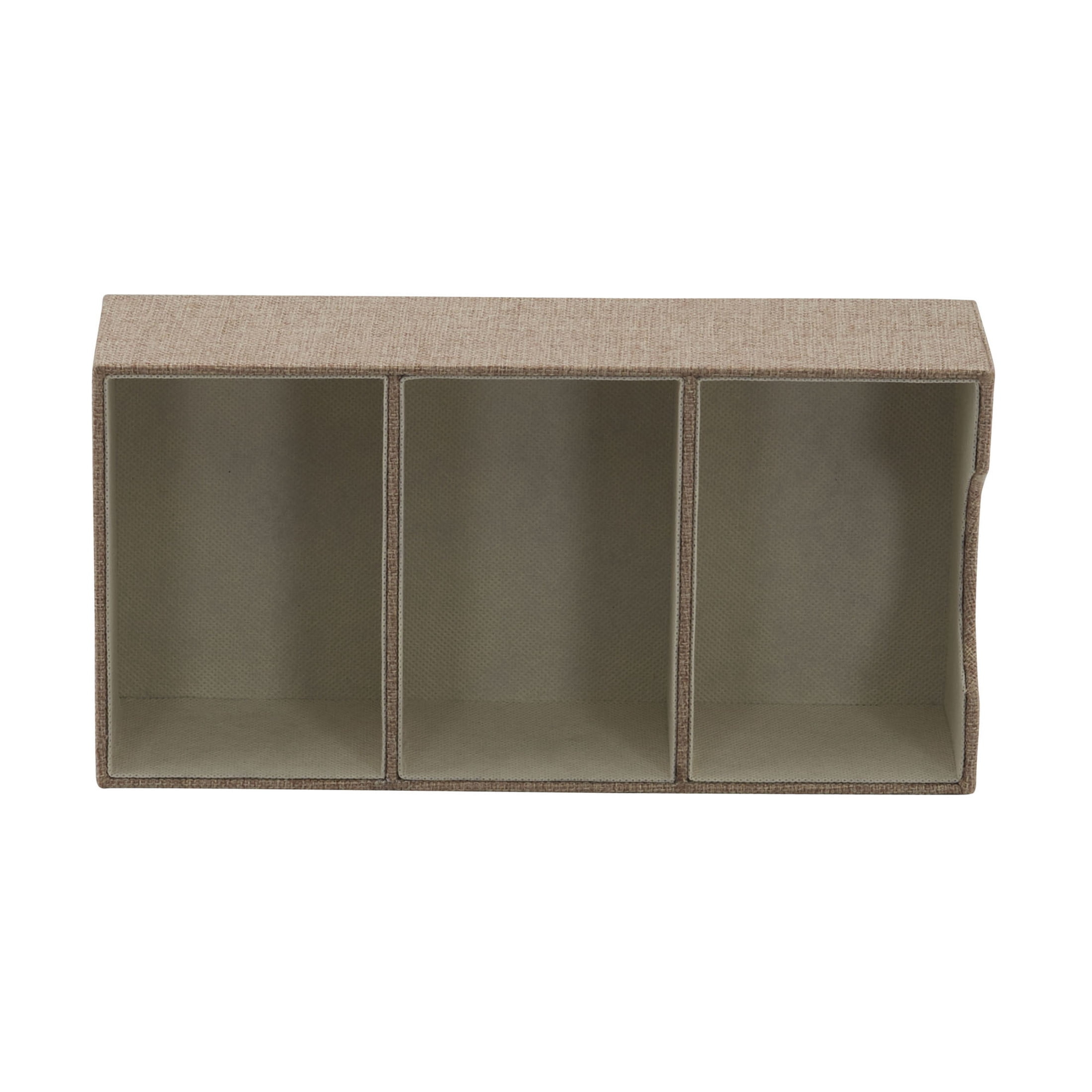 Household Essentials Organizer Tray, Accessory Organizer, Sturdy Drawer Organizer with Fabric Covering and Three Compartments, Tan