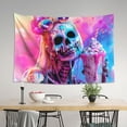 thumbnail image 4 of Easygdp Neon Skull With Milkshake Tapestry Wall Hanging, Wall Tapestries for Bedroom Aesthetic Living Room Office Decor 60x40in, 4 of 8