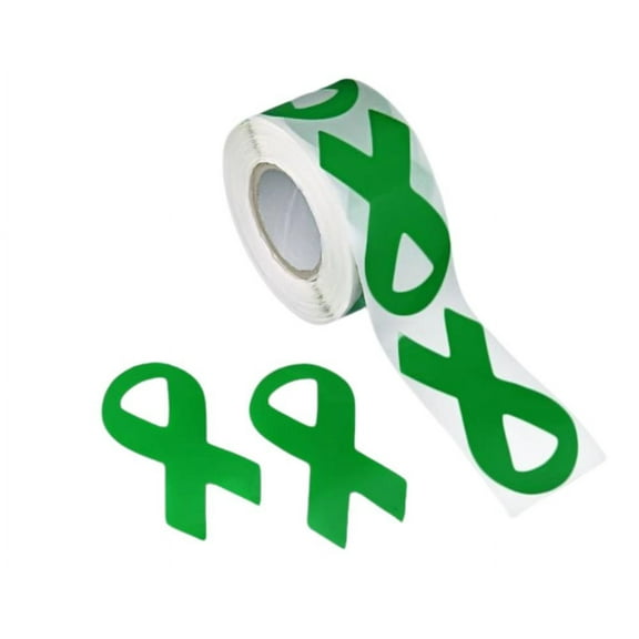 The Awareness Company Large Green Ribbon Stickers (250 Pack)