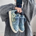 thumbnail image 2 of Men’s Casual Retro Canvas Sneakers, Breathable Denim-Style Thick Sole Shoes, Lightweight Lace-Up Walking Sneakers, Streetwear Fashion Travel Comfort Shoes for Daily Wear, 2 of 10