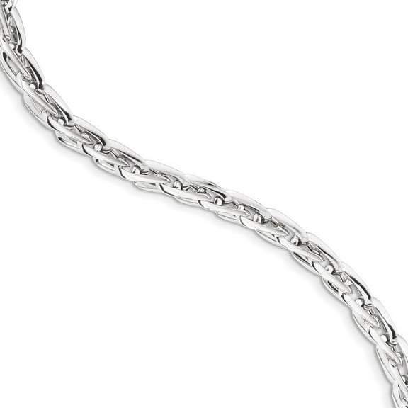 Diamond2Deal 14k White Gold Polished Chain Bracelet for Men 7.5"