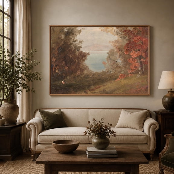 Autumn Lake Landscape Rustic Fall Poster , Poster Print Only