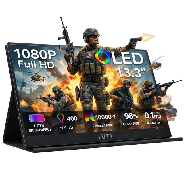 TUTT 13.3" OLED Portable Monitor – FHD USB-C IPS Panel, Screen Extender for Mobile Laptop | OL3