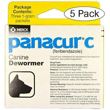 Panacur C Canine Dewormer Dogs 1 (3 Packets) Gram Each Packet Treats 10 lbs (Fivе Расk, Yellow)