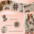thumbnail image 3 of Avidlove Women Knit Pajamas Set Log Sleeve Floral Tops with Shorts 2 Piece Matching Sweater Sleepwear, 3 of 5