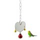 thumbnail image 2 of Heart Shape Single Face Mirror Parrot Bell Toy Pet Bird Mirror Toy Swing Bird Cage Toys With Bell Hanging Cage Toy For Budgie Birds (Random Bell Color, 2 of 3
