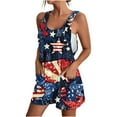 thumbnail image 3 of QATAINLAV Fourth of July Jumpsuits for Women, USA Flag Graphic Jumper Womens Casual Adjustable Straps Playsuits Comfy Linen Going Out Sports Overall with Pockets Navy M Birthday Gifts, 3 of 6