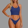 thumbnail image 6 of lcziwo Womens Tank Tops with Built in Bras Ribbed Knit Halter Sleeveless Camisole Solid Color Summer Workout Cropped Undershirt Blue XXL, 6 of 7