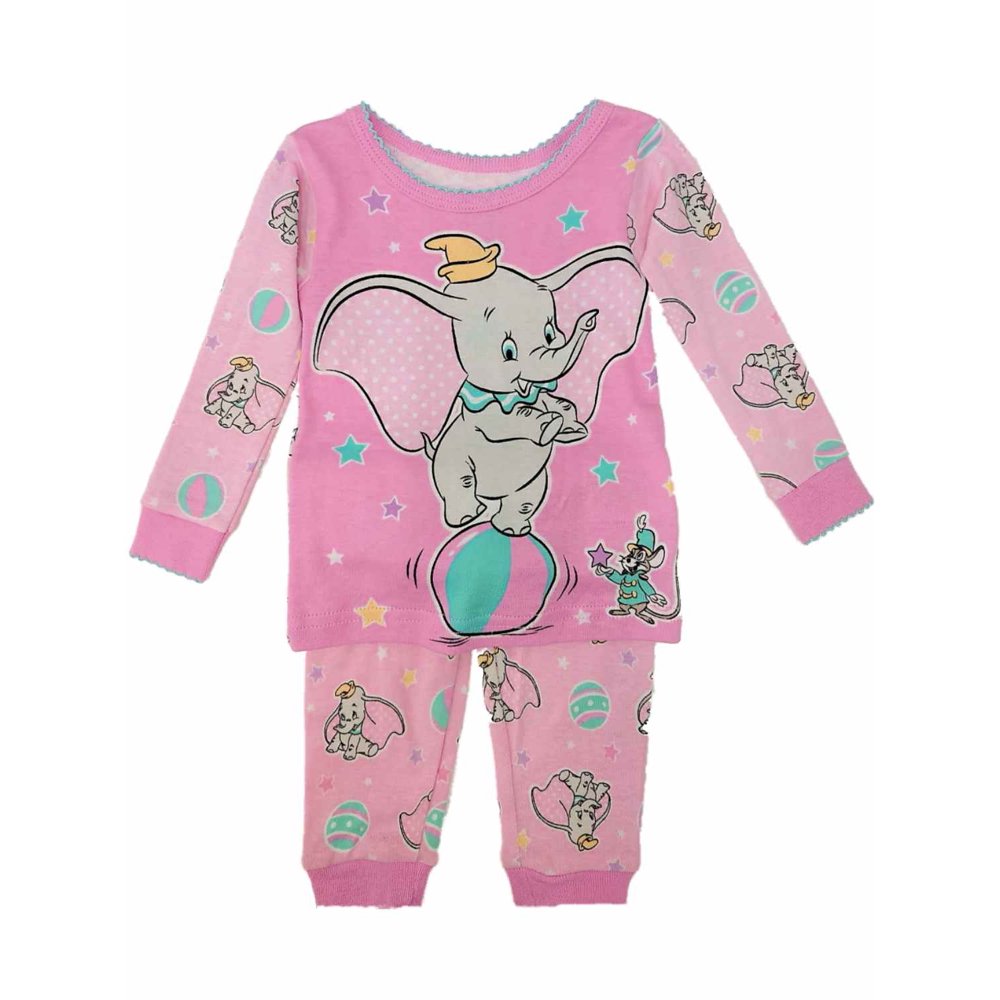 Disney Disney Infant Girls Pink Dumbo & Timothy Pajamas Baby Elephant