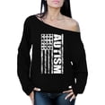 thumbnail image 1 of Awkward Styles Autism Flag Off the Shoulder Sweatshirt American Flag Autism Awareness Sweater Autism Sweatshirt Top for Women USA Flag Autism Gifts Autistic Spectrum Awareness Sweater Support Autism, 1 of 4