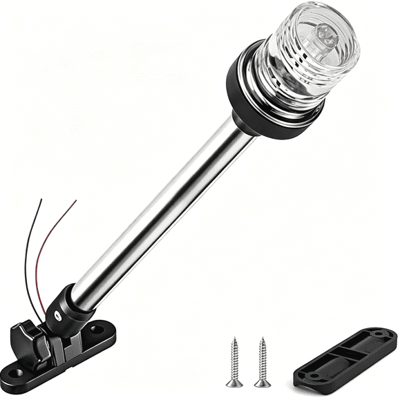 HIBIBUD Pontoon Anchor Light, 16 Inch Bimini Mount Stern Light, 3NM LED Waterproof Fold Down Rear Navigation Light for Fishing and Small Boats, 12-24V