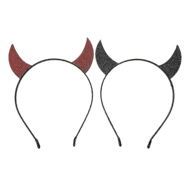 2Pcs Devil Horns Headbands Halloween Party Costume Devil\'s Horn Hairbands Accessories
