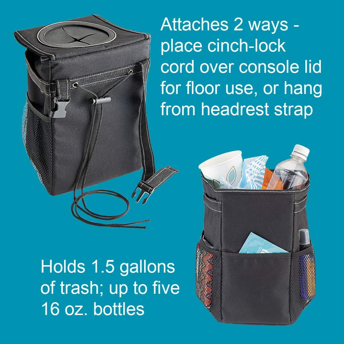 High Road StashAway Console and Headrest Car Trash Can with Lid 