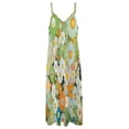 thumbnail image 6 of Sage Green Colorful Flower Sleeveless Suspender Dress Summer Fashion Casual Long Dress, 6 of 9