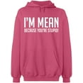 thumbnail image 2 of OXI Hoodie Sweatshirt - I Am Mean Because You Are Stupid, Basic Casual Hoodie for Men's and Women Fleece Hoodie Long Sleeve - Safety Pink Small, 2 of 3