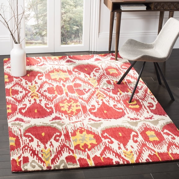 Safavieh Ikat Coco Southwestern Wool Area Rug, Ivory/Red, 2' x 3'