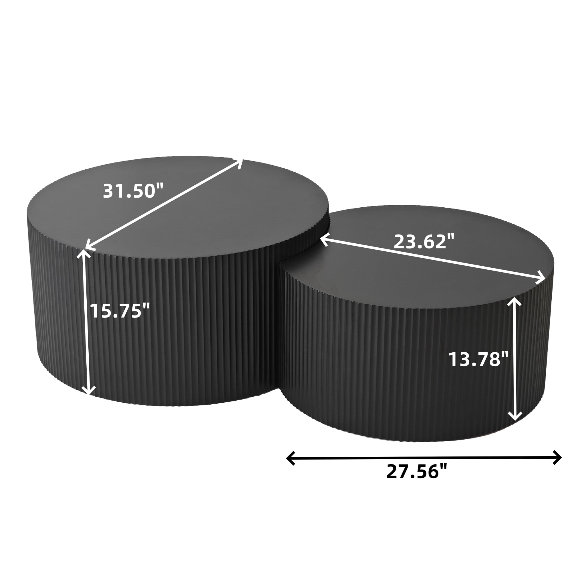 Dasun Storage Round Medium Density Fiberboard Coffee Table, Black-02