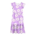 thumbnail image 5 of Yanlir Robe d'Été à Volants pour Filles 4-14 Ans, Robes Trapèze pour Enfants Sans Manches à Col Rond, Robe Soleil pour des Tenues Confortables et Stylées (Violet#4, 10 Ans), 5 of 5