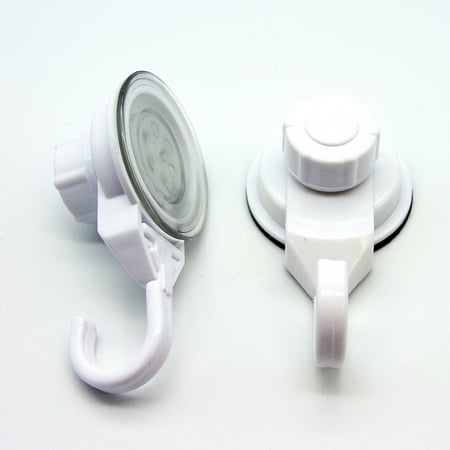 

Strong Hold Vacuum Suction Cup Hooks Shower-Kitchen Walls Organizer Loofah Set of 2 White