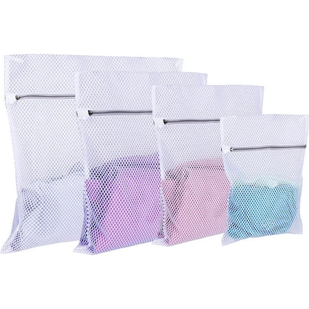 

Washable Garment Delicates Laundry Bags - Simply JT Pack of 4 (1XL 1L 1M 1S). Durable 120g Honey Comb Mesh Reusable Washing Bag for Underwear Bra Lingerie Clothes and Organization for Travel